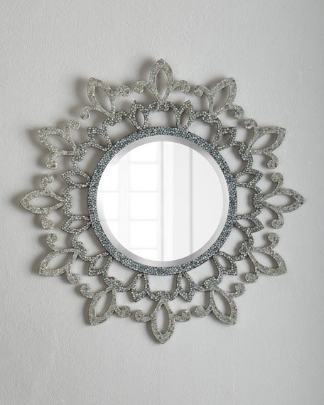 Fleur-De-Lis Lace Mirror Small Capiz Shells Horchow flash sale candace rose 