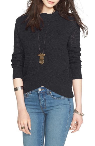 Free People Crossover Sweater Black Nordstrom anniversary sale women's fashion under $100