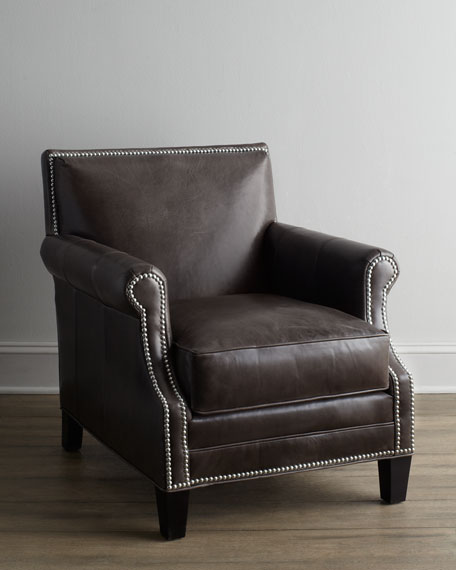 Grand Turk Leather Chair Dark Gray Nailhead Trim Horchow flash sale candace rose