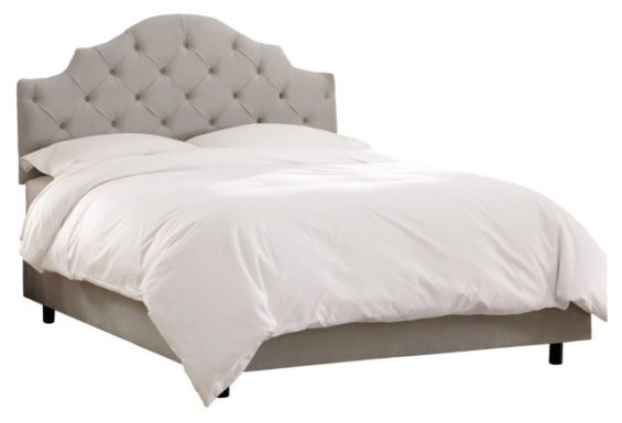 Gray Velvet Henley Tufted Bed, Queen One Kings Lane furniture warehouse sale candie anderson