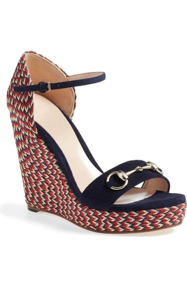 Gucci 'Carolina' Espadrille Wedge Sandal (Women) Dark Blue wedge sandals fall 2016