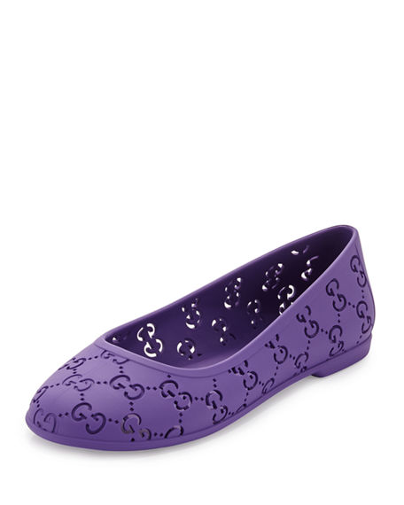 Gucci Rubber GG Ballet Flat Youth Purple back to school shoes for little girls neiman marcus candace rose