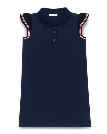 Gucci Stretch-Pique Polo Dress Blue/Multicolor Toddler Girls