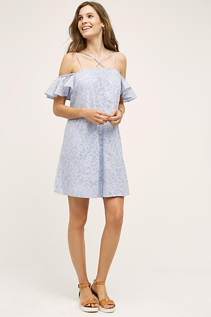 HD in Paris Dayflower Off The Shoulder Dress Blue anthropologie extra 25% off sale 