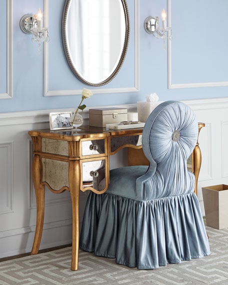 candace rose Haute House Vienna Mirrored Vanity Mirror Gold Trim Neiman Marcus bedroom and bath sale candie anderson