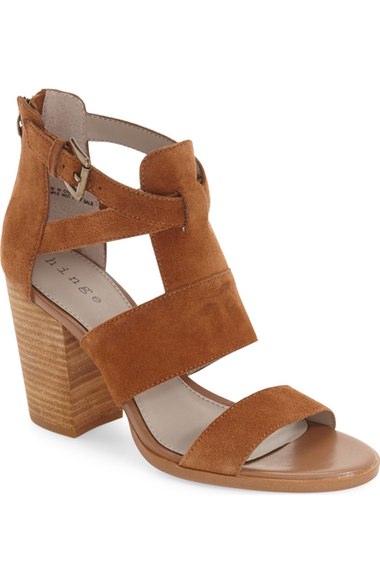 Hinge 'Cora' Block Heel Sandal (Women) Chestnut Suede block heel sandals summer 2016