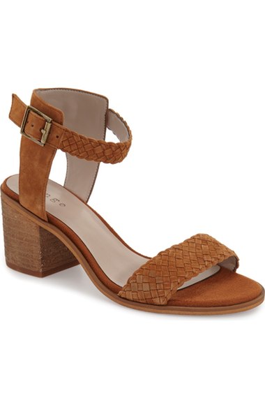 Hinge 'Dorin City' Sandal (Women) Cognac Suede block heel sandals summer 2016