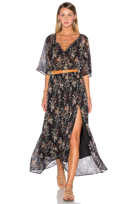 IKKS PARIS Short Sleeve Floral Maxi Dress Noir floral print dresses revolve candace rose