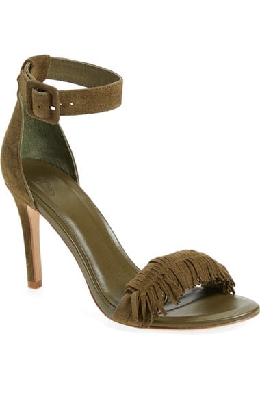 Joie 'Pippi' Fringe Heeled Sandal (Women) Army Suede Nordstrom anniversary sale women's shoes under $200
