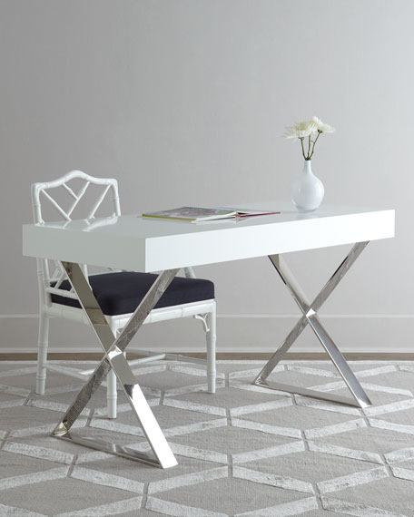 candace rose Jonathan Adler Channing Desk White Nickel Legs Contemporary Neiman Marcus bedroom and bath sale candie anderson