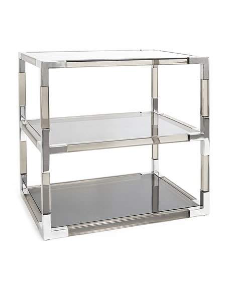 Jonathan Adler Jacques Smoke Two-Tier Side Table Neiman Marcus bedroom and bath sale 