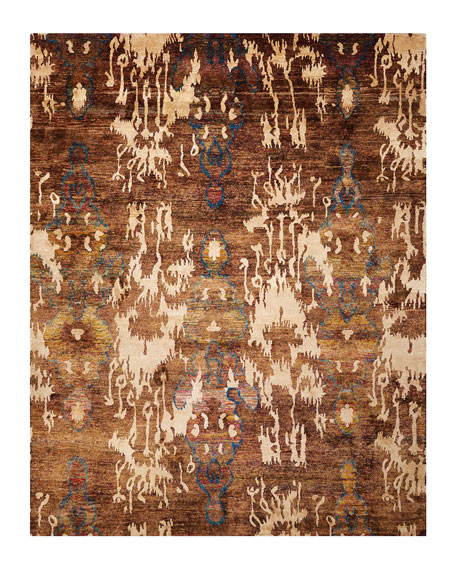 candace rose KATHLEEN MARIE NEW YORK Fernanda Ikat Rug, 7'9" x 9'9" Brown Cream Neiman Marcus bedroom and bath sale candie anderson