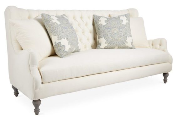 Karen 82" Tufted Linen Sofa, Ivory One Kings Lane furniture warehouse sale candace rose
