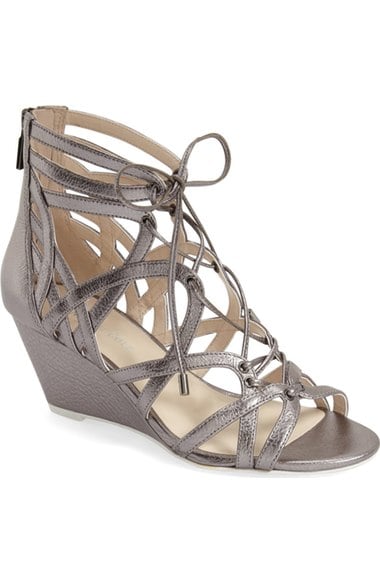 Kenneth Cole New York 'Dylan' Wedge Sandal (Women) Anthracite Leather wedge sandals fall 2016