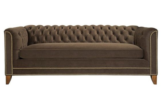Kristin Drohan Collection Chip 80" Chesterfield, Café Brown Velvet One Kings Lane furniture warehouse sale candace rose