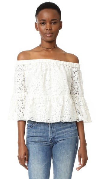 LIKELY Stockton Off The Shoulder Lace Top White off the shoulder tops summer 2016