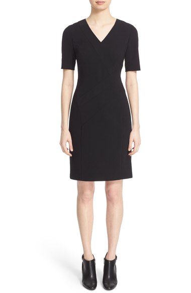 Lafayette 148 New York 'Akira' V-Neck Sheath Dress Black Nordstrom anniversary sale women's fashion