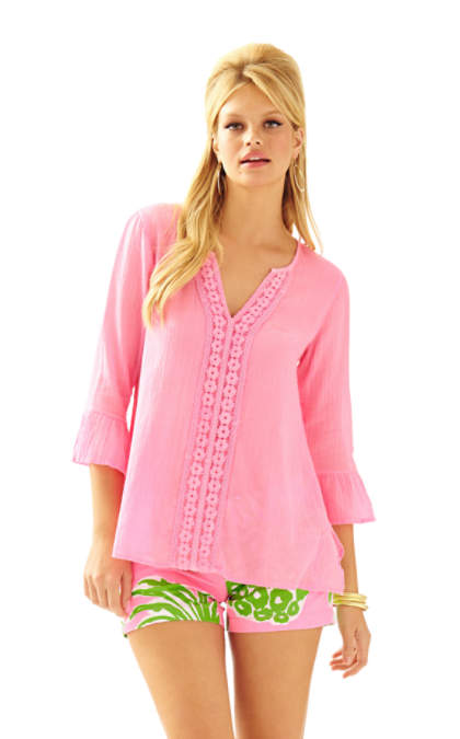 Lilly Pulitzer LUCI V-NECK TUNIC Pink Pout lilly pulitzer after party sale candace rose
