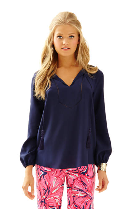 Lilly Pulitzer SARIA TOP - SOLID True Navy lilly pulitzer after party sale candace rose