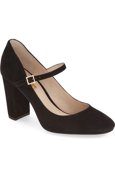 Louise et Cie 'Jayde' Mary Jane Block Heel Pump (Women) (Nordstrom Exclusive) Black Suede Nordstrom Anniversary Sale women fashion shoes under $100