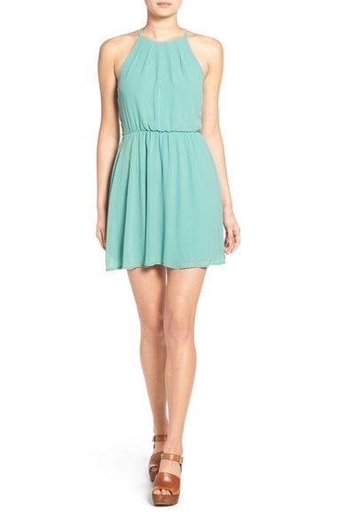 Lush Blouson Chiffon Skater Dress Malachite Green