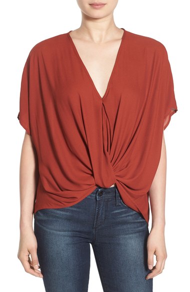 Lush Twist Front Woven Top Burnt Henna Nordstrom anniversary sale women's fashion under $100