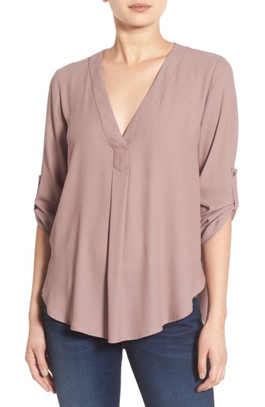 Lush V-Neck Crepe Blouse Antler Nordstrom anniversary sale women's fashion under $100