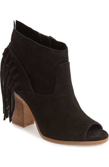 candace rose blog MARC FISHER LTD 'Onita' Fringe Peep Toe Bootie (Women) Black Suede nordstrom candie anderson