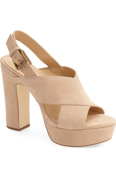 MICHAEL Michael Kors 'Marina' Slingback Platform Sandal (Women) Bisque Suede block heel sandals summer 2016