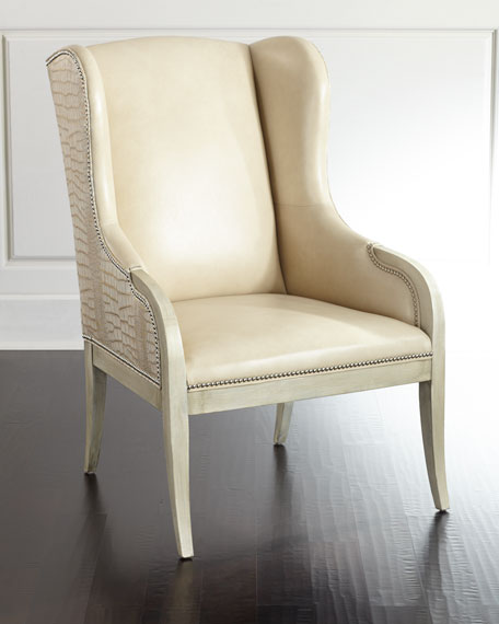 Massoud Granger Leather Chair Cream Horchow flash sale candace rose