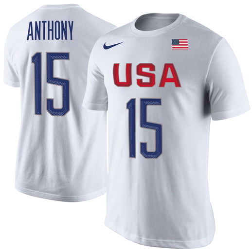 Nike Carmelo Anthony USA Basketball White Rio Replica Name & Number T-Shirt team usa rio olympics gold medal candace rose