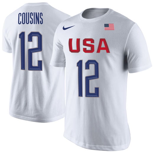 Nike DeMarcus Cousins USA Basketball White Rio Replica Name & Number T-Shirt