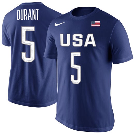 Nike Kevin Durant USA Basketball Royal Rio Replica Name & Number T-Shirt team usa candace rose basketball rio olympics