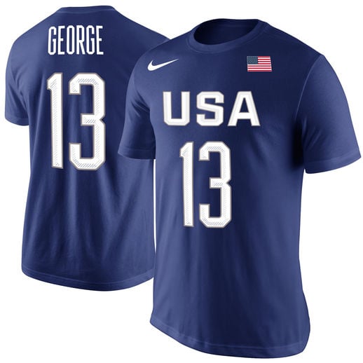 Nike Paul George USA Basketball Royal Rio Replica Name & Number T-Shirt team usa rio olympics mens basketball candace rose