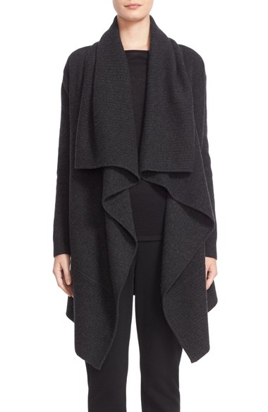Nordstrom Signature and Caroline Issa Cashmere Waterfall Cardigan Heather Dark Charcoal Nordstrom anniversary sale women's fashion under $500