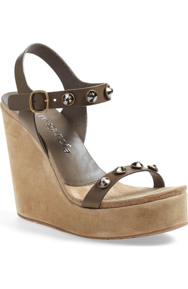 Pedro Garcia 'Trilian' Swarovski Stud Platform Wedge Sandal (Women) Carob Leather wedge sandals fall 2016 candace rose