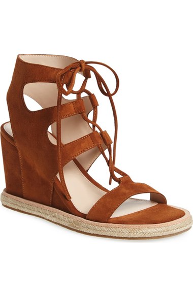 Pelle Moda 'Kyra' Wedge Espadrille Sandal (Women) Brown Suede