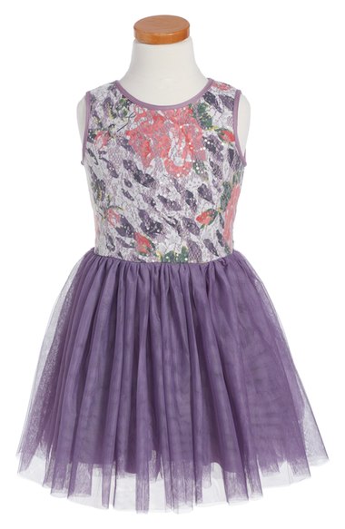 Pippa & Julie Sleeveless Tulle Dress (Toddler Girls, Little Girls & Big Girls) Purple Multi dresses for toddler girls back to school