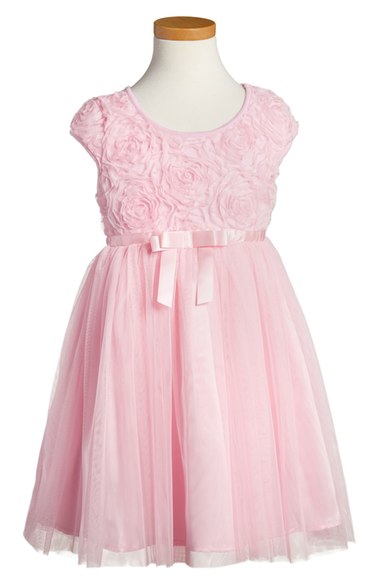 Popatu Ribbon Rosette Tulle Dress (Little Girls & Big Girls) Pink toddler girls dresses for back to school