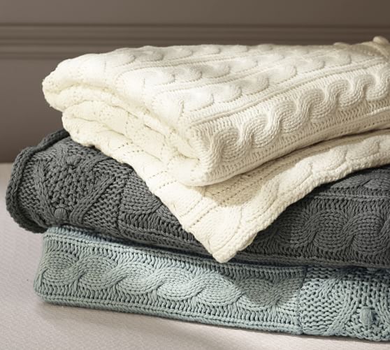 Pottery Barn CABLE KNIT THROW pottery barn throw blankets sale