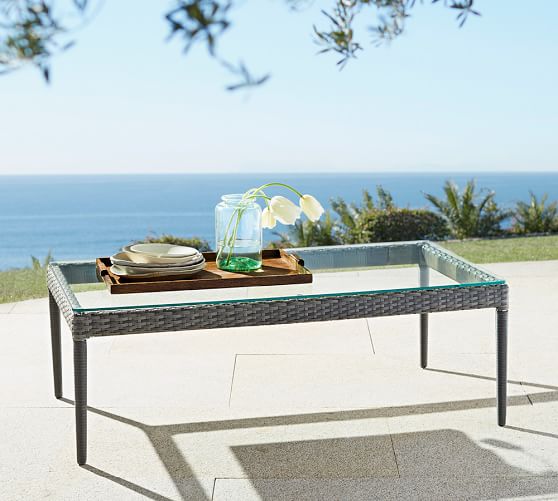 Pottery Barn CAMMERAY ALL-WEATHER WICKER COFFEE TABLE