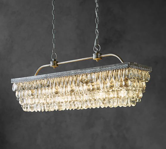 Pottery Barn CLARISSA CRYSTAL DROP RECTANGULAR CHANDELIER pottery barn premier event sale 