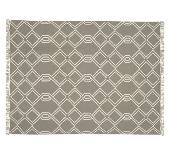 Pottery Barn DIAMOND CABLE SYNTHETIC INDOOR/OUTDOOR RUG - GRAY pottery barn end of summer sale