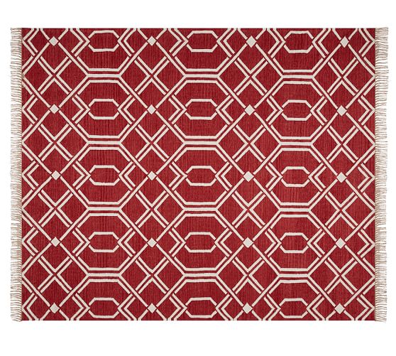 Pottery Barn DIAMOND LATTICE INDOOR/OUTDOOR RUG - RED pottery barn labor day sale