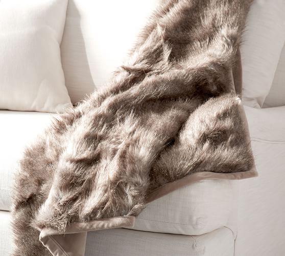 Pottery Barn FEATHER FAUX FUR THROW pottery barn end of summer sale 