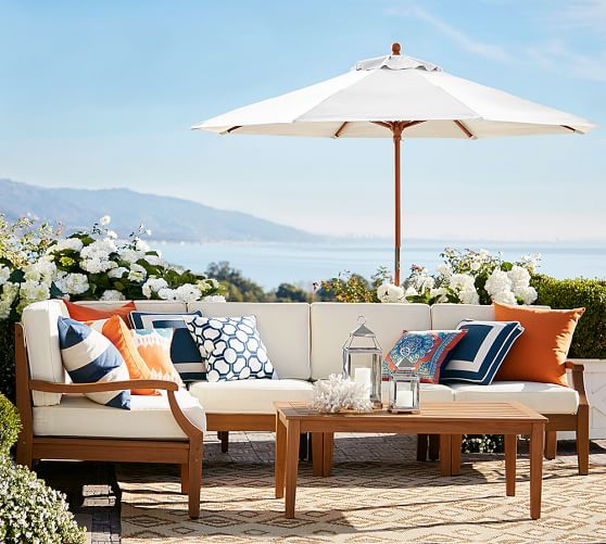 Pottery Barn HAMPSTEAD TEAK SECTIONAL SET - HONEY pottery barn end of season sale summer