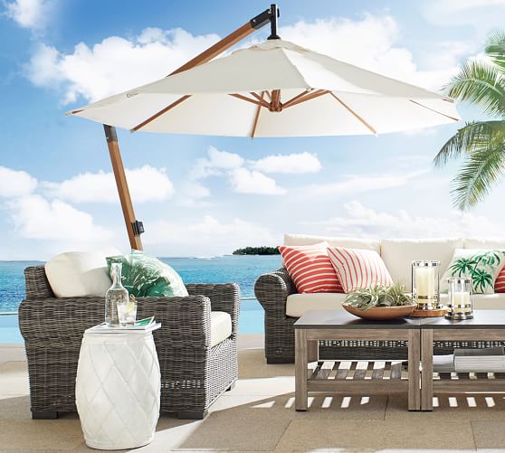 Pottery Barn HUNTINGTON ALL-WEATHER WICKER ROLL-ARM OCCASIONAL CHAIR pottery barn labor day sale