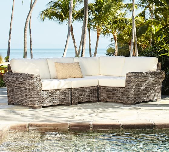 Pottery Barn HUNTINGTON ALL-WEATHER WICKER ROLL-ARM SECTIONAL SET