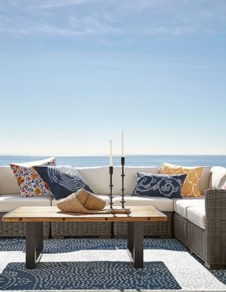Pottery Barn HUNTINGTON ALL-WEATHER WICKER SQUARE-ARM SECTIONAL SET pottery barn labor day sale