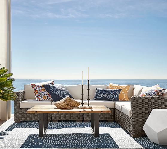 Pottery Barn HUNTINGTON ALL-WEATHER WICKER SQUARE-ARM SECTIONAL SET pottery barn labor day sale